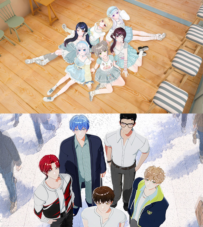 버추얼 아이돌 걸그룹 '이세계아이돌'(위), 버추얼 아이돌 보이그룹 미완소년(아래) /사진=이세계아이돌·미완소년 인스타그램