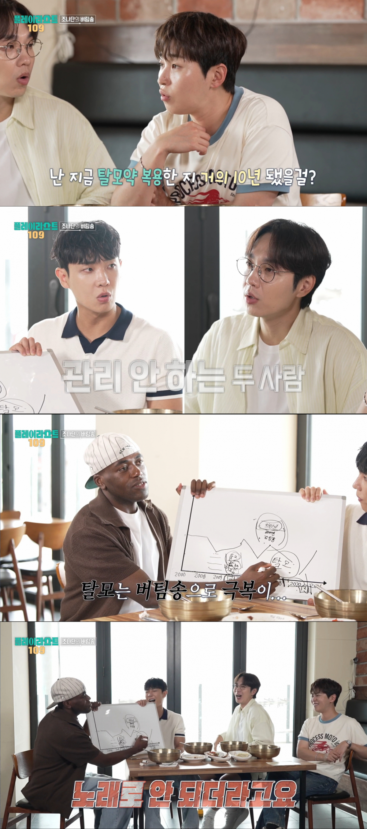 탈모 관리의 중요성을 강조하는 조나단. /사진=MBC '플레이리스트 109' 캡처