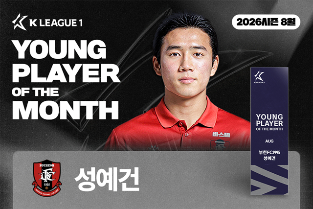 8월 이달의 선수상을 차지한 성예건. /사진=한국프로축구연맹 제공