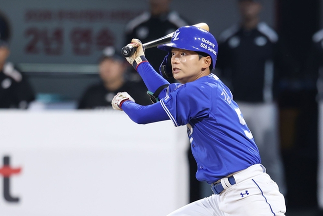 타격하는 김상준. /사진=삼성 라이온즈