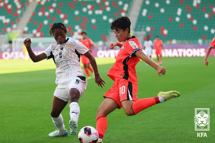 9일 폴란드 소스노비에츠 아레나에서 열린 2026 국제축구연맹(FIFA) U-20 여자 월드컵 조별리그 C조 2차전 가나전 경기 모습. /사진=대한축구협회 제공
