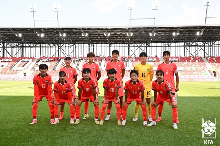 9일 폴란드 소스노비에츠 아레나에서 열린 2026 국제축구연맹(FIFA) U-20 여자 월드컵 조별리그 C조 2차전 가나전 대한민국 U20 여자 대표팀 선발 라인업. /사진=대한축구협회 제공