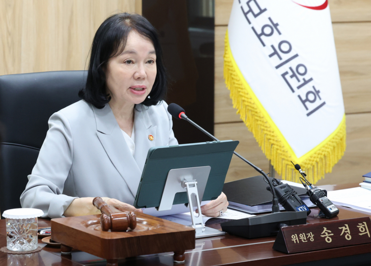 송경희 개인정보보호위원회 위원장이 서울 종로구 정부서울청사에서 열린 제19회 위원회 전체회의를 주재하고 있다. /사진=뉴시스