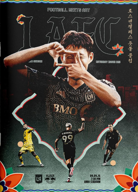 찰칵 세리머니하는 손흥민(위). /사진=LAFC 공식 SNS 갈무리