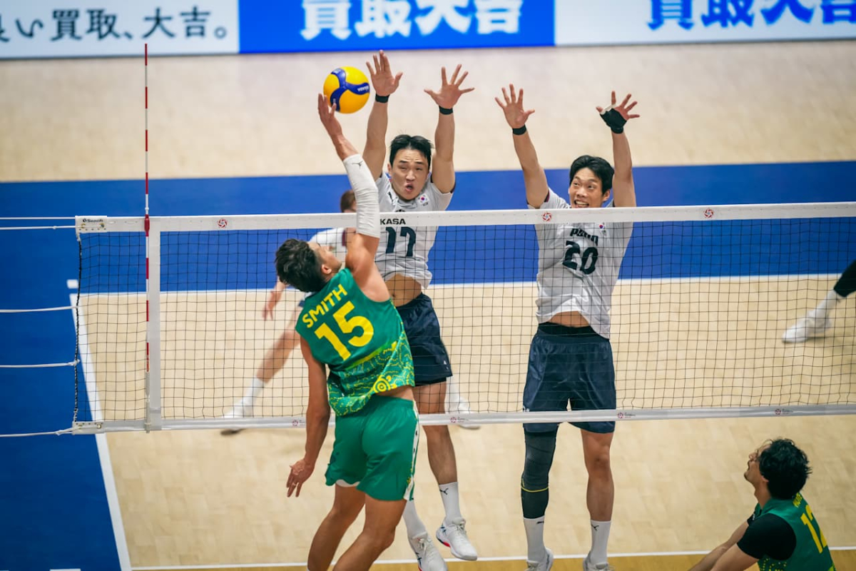 13일 일본 후쿠오카현 기타큐슈시립 종합체육관에서 열린 대회 3위 결정전 한국과 호주의 경기 모습. /사진=국제배구연맹(FIVB) 제공
