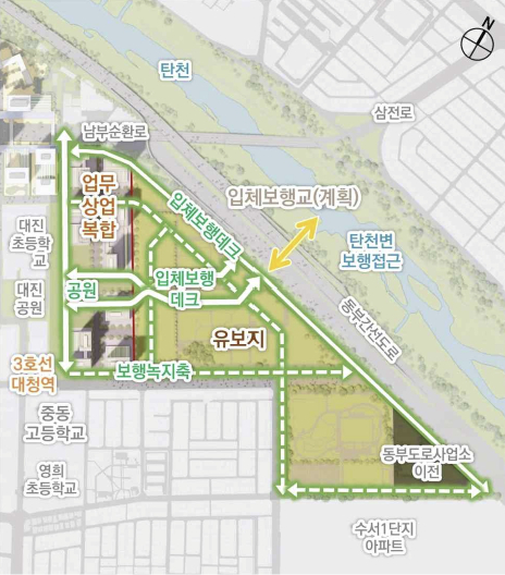 '2024년 양재천·탄천 합수부 일대 저이용부지 마스터플랜'에 명시된 탄천물재생센터 계획방향. /사진 제공=서울시