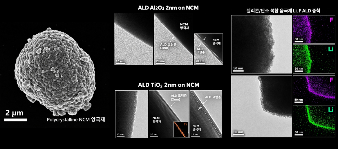 Powder ALD를 적용한 배터리 양·음극재 표면 나노코팅 분석 사례. /사진=대성기계공업