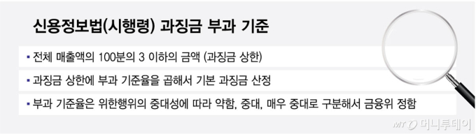 신용정보법(시행령) 과징금 부과 기준/그래픽=최헌정