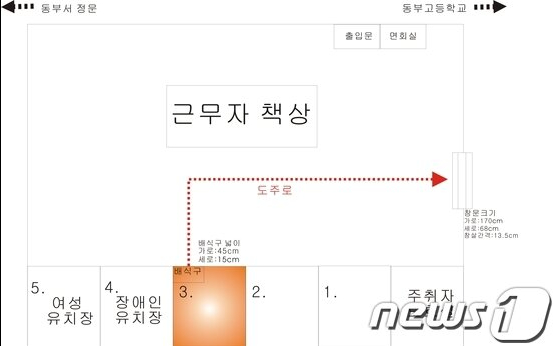 유치장 탈주범 최갑복의 탈출 경로./사진제공=대구 동부경찰서