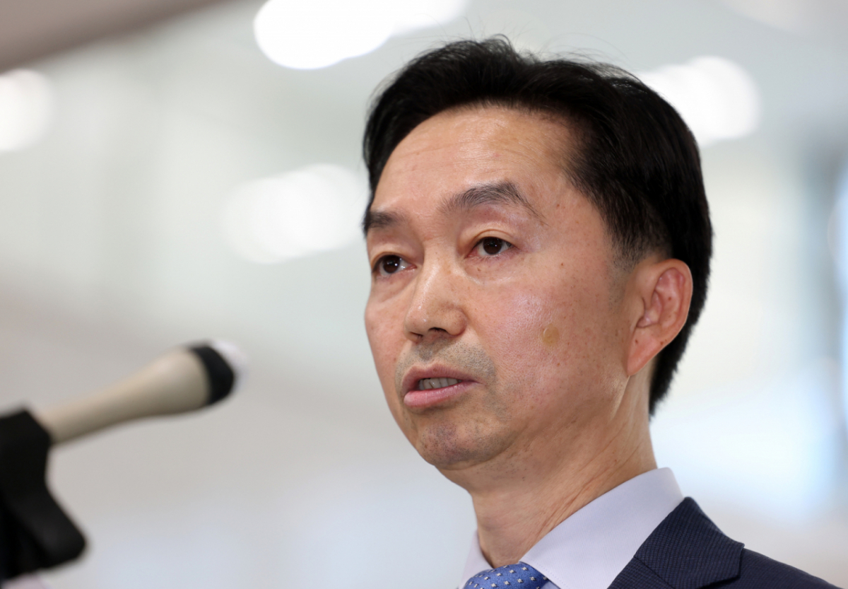 김지용 중대범죄수사청장 후보자가 지난 14일 서울 종로구 정부서울청사 창성동 별관에서 최근 현안 관련 입장 표명을 하고 있다. /사진=뉴시스 /사진=이영환