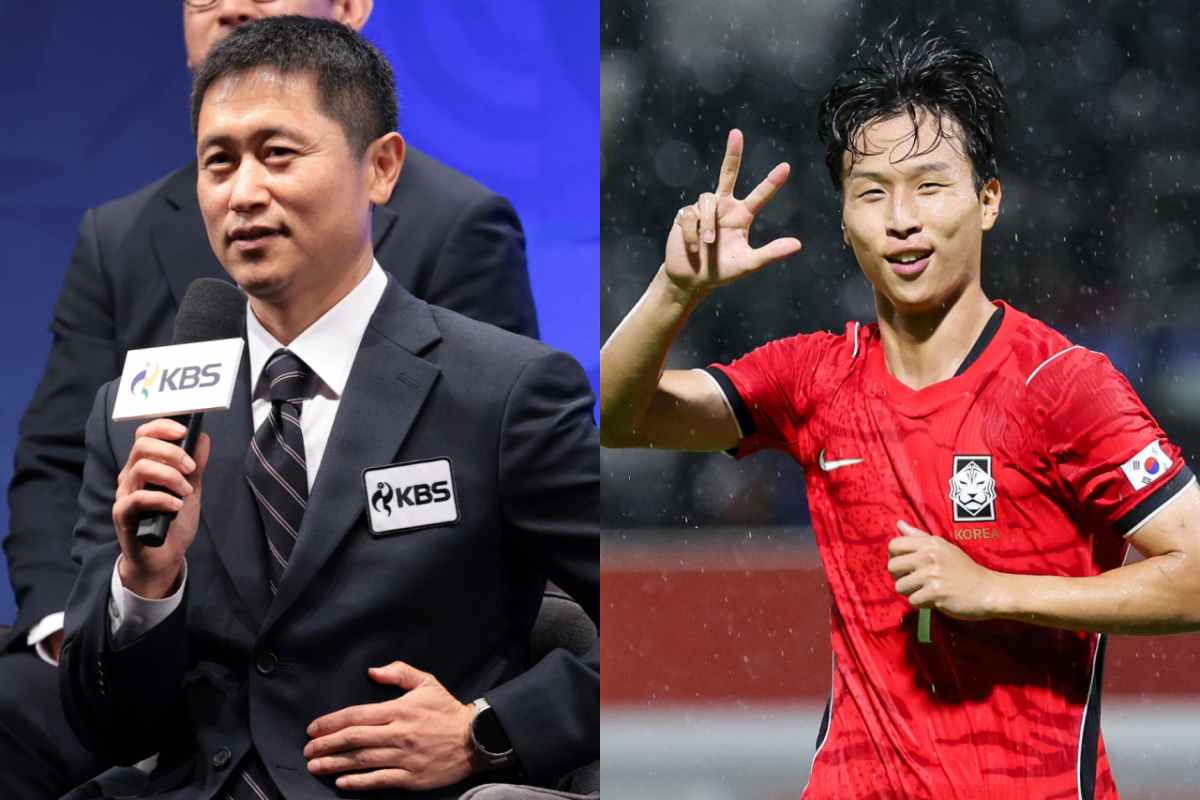 이민성 감독이 이끄는 2026 아이치·나고야 하계 아시안게임 남자 축구 대표팀이 카타르를 상대로 4-1 대승을 거둔 가운데 이영표 KBS 해설위원은 후반전 수비 집중력을 지적했다. 사진은 왼쪽부터 이영표 해설위원, 축구선수 엄지성. /사진=뉴스1