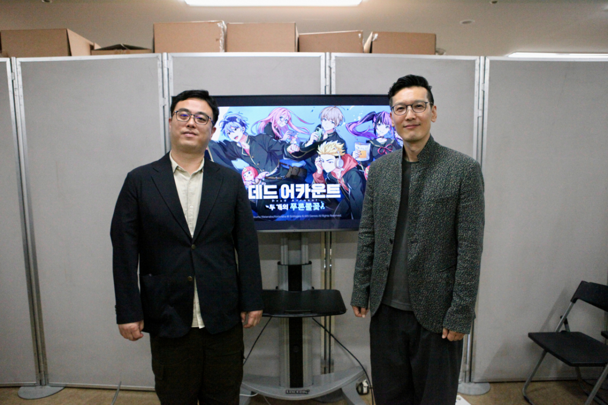 Kim Byeong-gi, PD of ian Games (left), and Park Young-jae of iAn Ge-im-jeu (CEO) strike a pose. September 18, 2026./Photo=Reporter Lee Jung-hyun