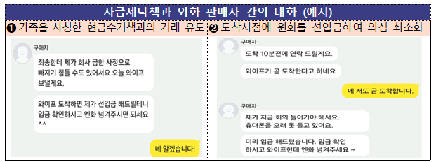 자금세탁책과 외화 판매자 간의 대화 예시. /사진제공=금융위원회