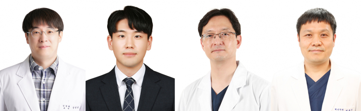 (왼쪽부터)고려대구로병원 신경과 강성훈 교수·신재민 전공의, 서상일 영상의학과 교수, 어재선 핵의학과 교수. /사진제공=고려대구로병원