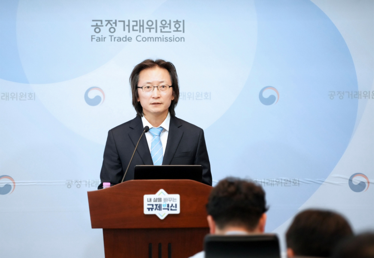 주병기 공정거래위원장이 21일 정부세종청사에서 취임 1주년 기념 기자간담회에서 발언하고 있다./사진제공=공정위