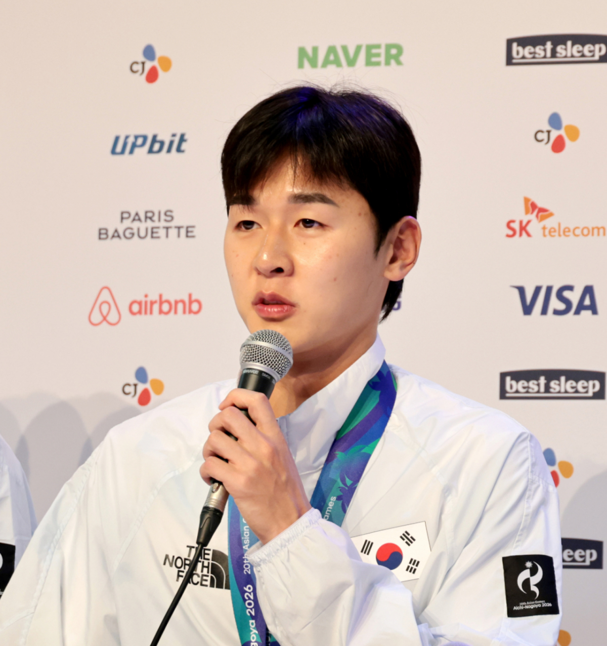 근대5종 금메달리스트 전웅태가 21일 코리아하우스에서 열린 2026 아이치·나고야 아시안게임 첫날 메달리스트 공식 인터뷰에서 소감을 밝히고 있다. 2026.09.21.   근대5종 금메달리스트 전웅태가 21일 코리아하우스에서 열린 2026 아이치·나고야 아시안게임 첫날 메달리스트 공식 인터뷰에서 소감을 밝히고 있다. 2026.09.21. /사진=강영조 cameratalks@