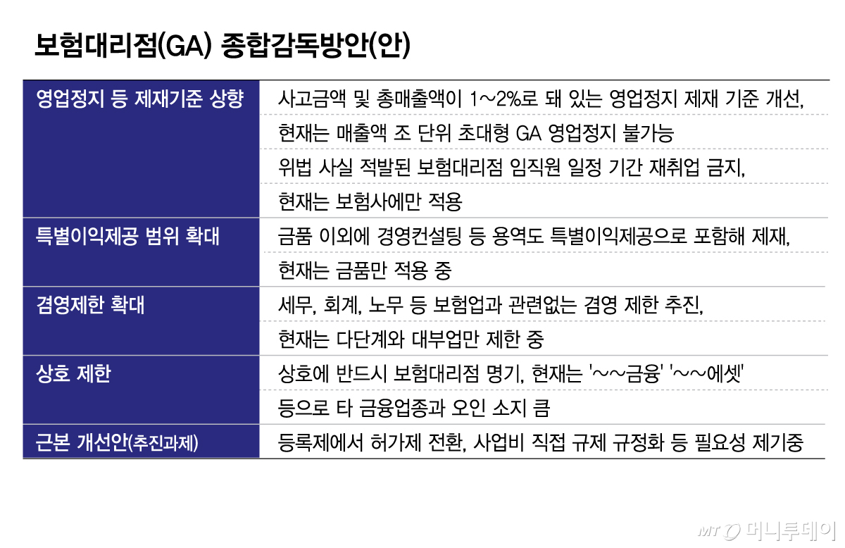 보험대리점(GA) 종합감독방안(안)/그래픽=김현정