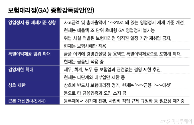보험대리점(GA) 종합감독방안(안)/그래픽=김현정