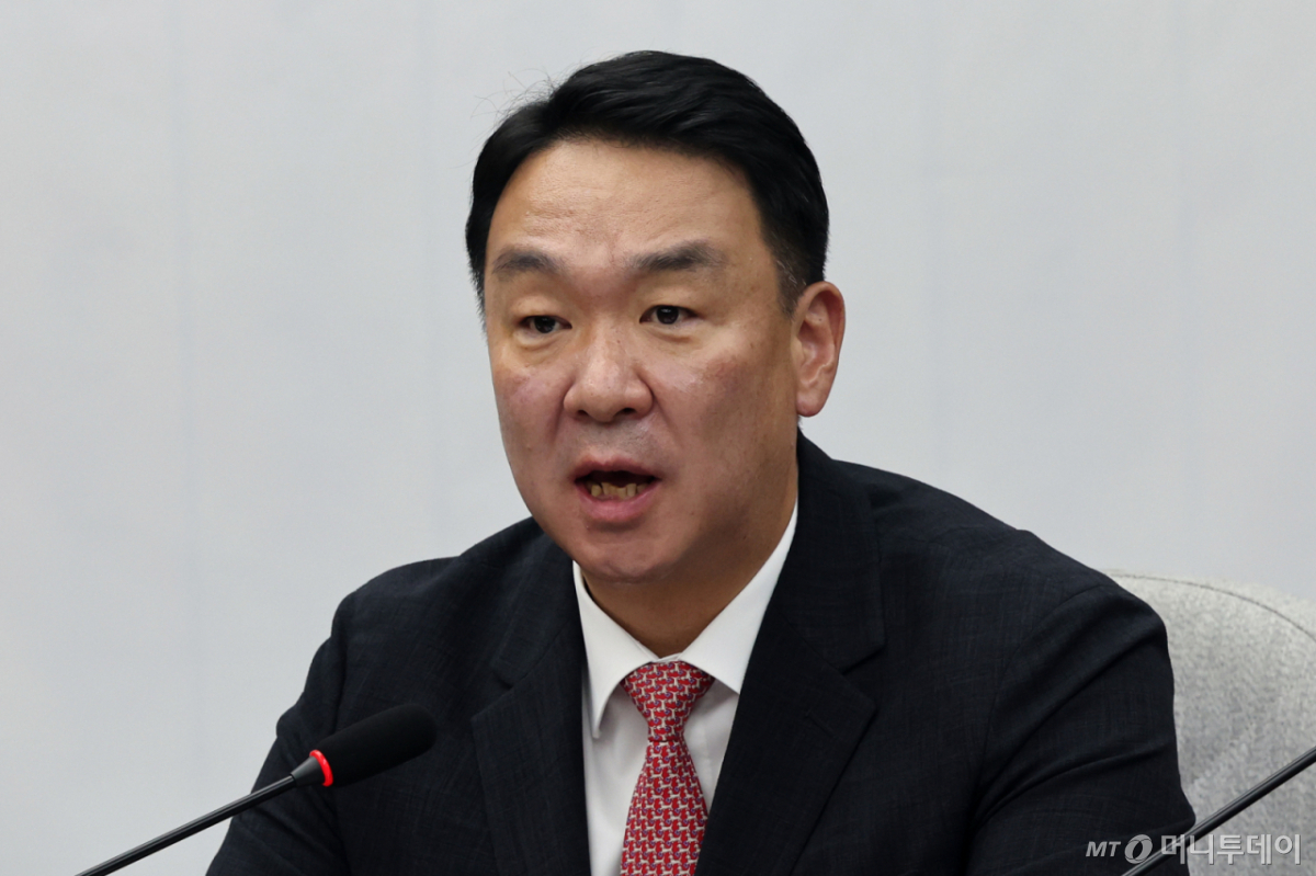 (서울=뉴스1) 황기선 기자 = 정희용 국민의힘 사무총장이 1일 오전 서울 여의도 국회에서 열린 원내대책회의에서 발언을 하고 있다. 2026.9.1/뉴스1 Copyright © 뉴스1. All rights reserved. 무단 전재 및 재배포, AI학습 이용 금지. /사진=(서울=뉴스1) 황기선 기자