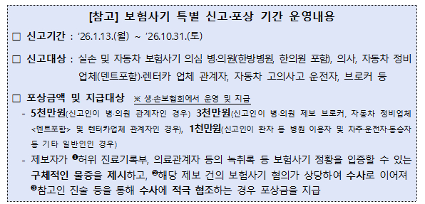 보험사기 특별 신고포상 기간 운영내용. /사진제공=금융감독원