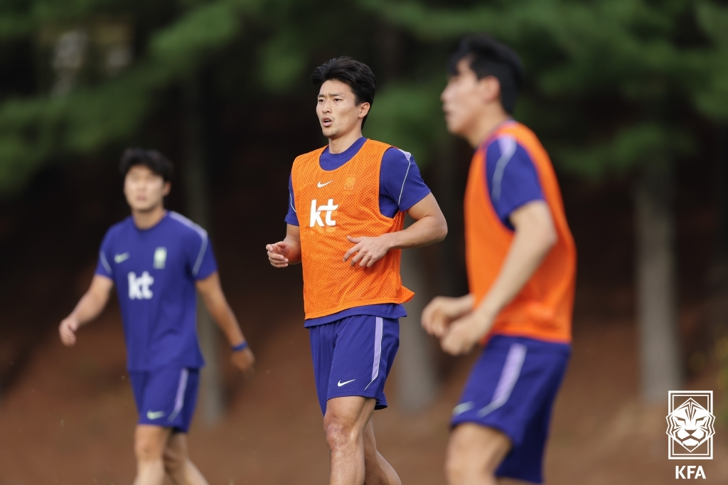 조규성이 로베르트 모레노 감독 체제의 대한민국 축구 국가대표팀 훈련에 참가했다. /사진=대한축구협회(KFA) 제공
