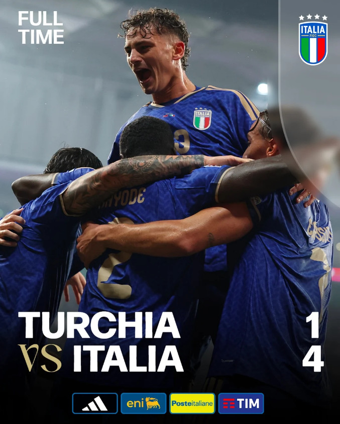 득점 후 기뻐하는 이탈리아 축구대표팀 선수들. /사진=이탈리아축구협회 공식 SNS
