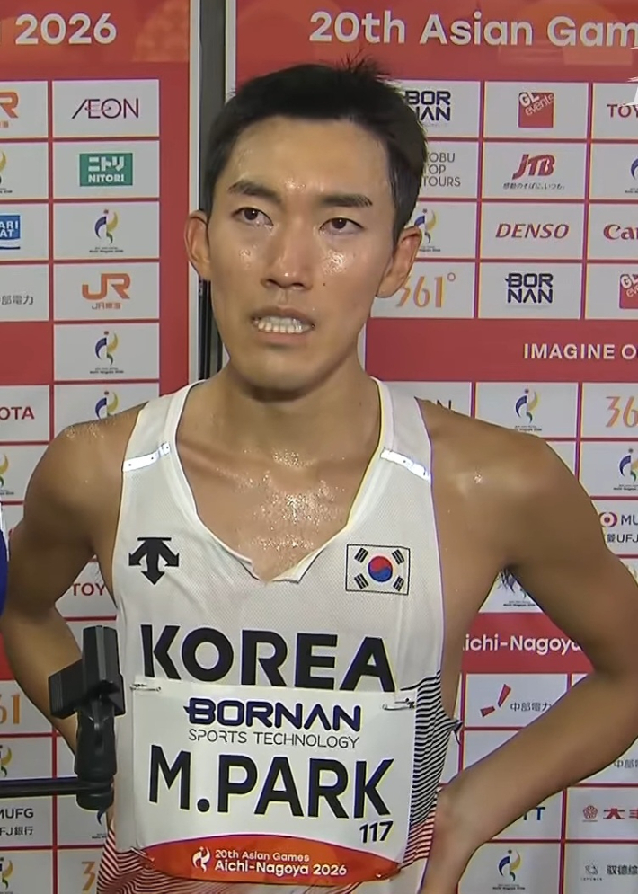 경기 후 인터뷰하는 박민호. /사진=KBS 영상 갈무리