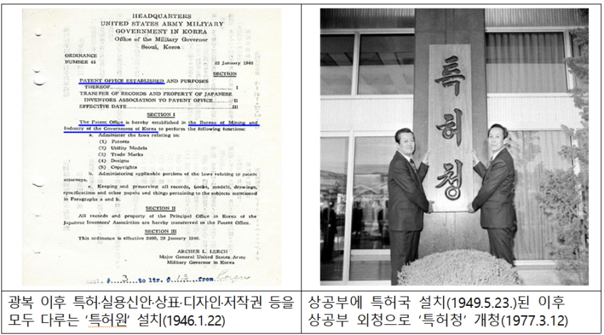 지식재산처 전신인 특허원 설치 및 특허청 개청 자료사진./사진제공=지식재산처