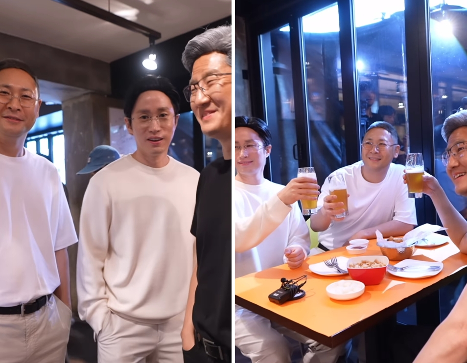 그룹 에픽하이(타블로, 투컷, 미쓰라)가 단독 콘서트를 홍보하기 위해 '깐부 회동'의 젠슨 황, 이재용, 정의선 회장을 패러디해 웃음을 자아냈다. /사진=타블로 인스타그램