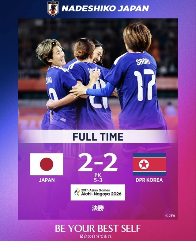 최종 스코어. /사진=일본축구협회 SNS
