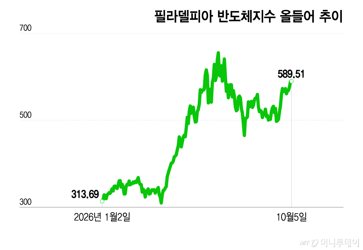 필라델피아 반도체지수 올들어 추이/그래픽=이지혜