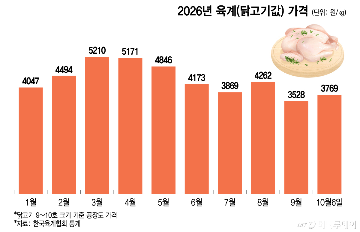 2026년 육계(닭고기값) 가격/그래픽=이지혜