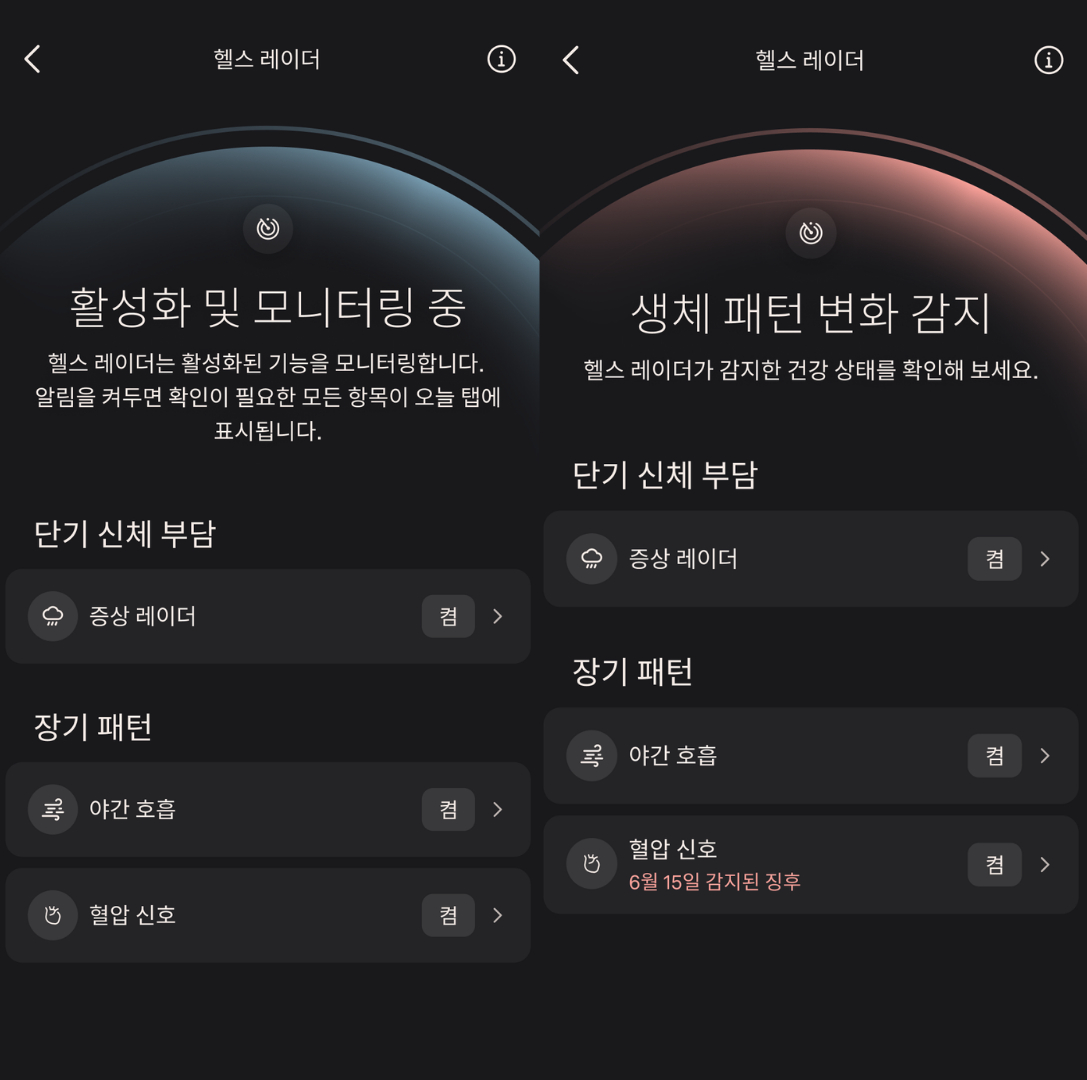 헬스 레이더 기능/사진 제공=오우라
