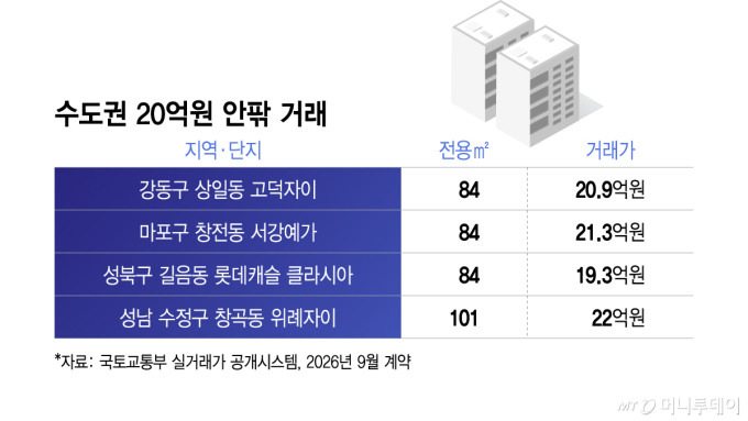 수도권 20억원 안팎 거래/그래픽=이지혜