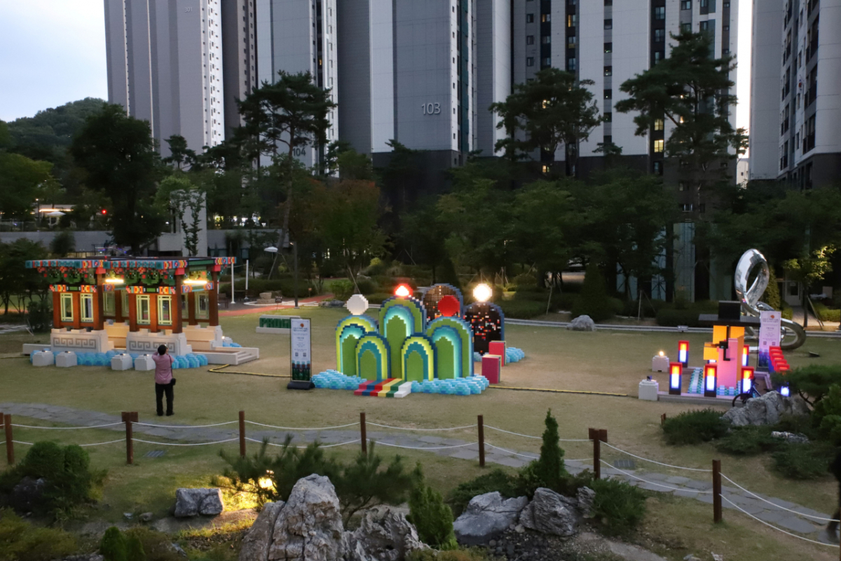 천안 푸르지오 레이크사이드에 설치된 푸르지오 팝업가든 전경/사진제공=대우건설
