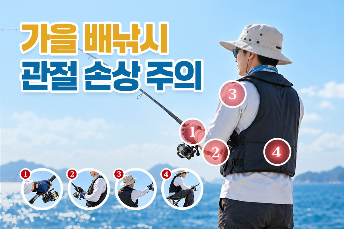 가을 낚시를 즐길 때 장시간 자세에 따라 부담될 수 있는 부위들. /자료=힘찬병원 