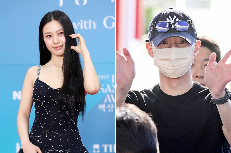 배우 고민시가 지난해 5월 5일 제61회 백상예술대상 시상식에 참석한 모습과 군 복무중인 배우 이재욱이 지난 8일 부산 해운대구 영화의전당 루프씨어터에서 진행된 영화 '꿀알바' 오픈토크를 보기 위해 참석한 모습./사진=김휘선 hwijpg@