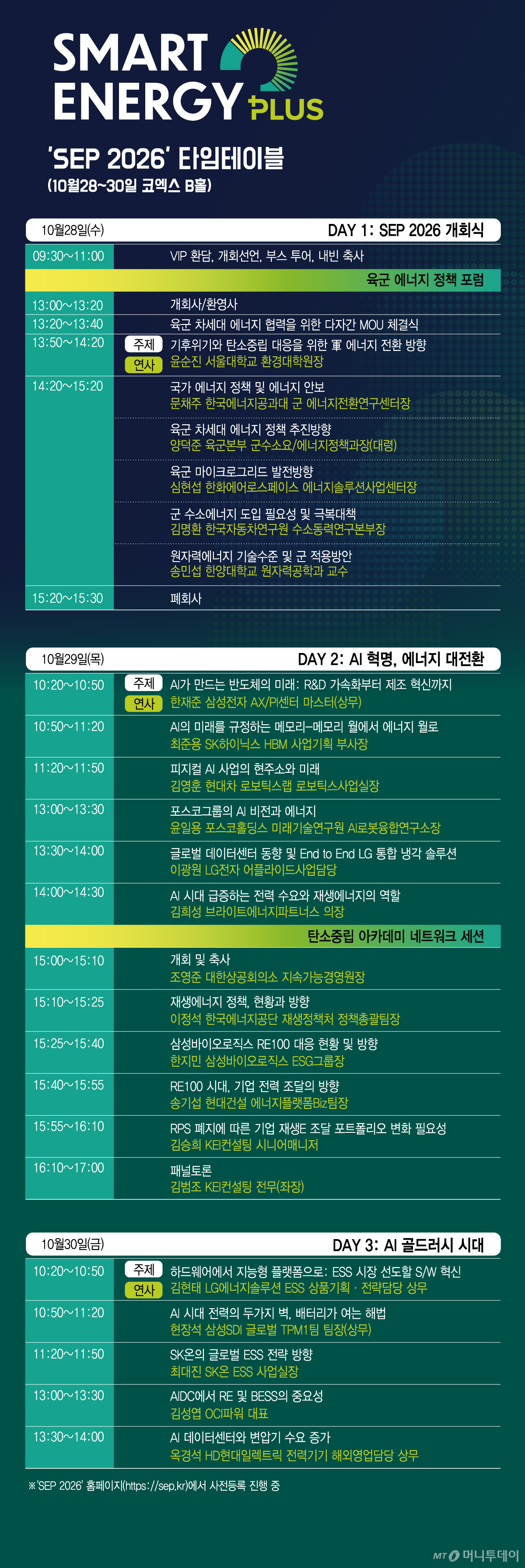 'SEP 2026' 타임테이블/그래픽=김현정