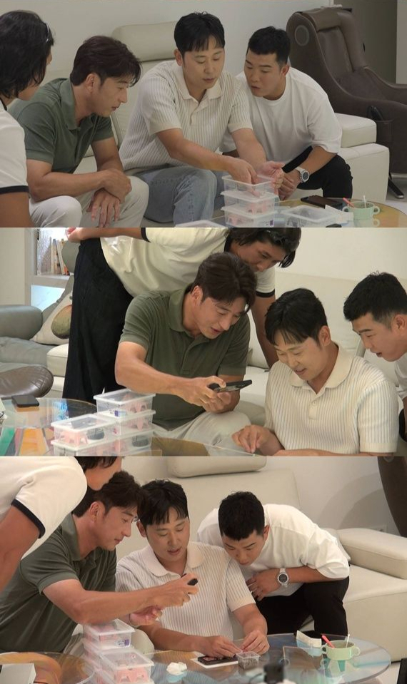 전 야구선수 윤석민이 지인들에게 자신이 키우는 도마뱀을 보여주고 있다. /사진=SBS '동상이몽 시즌2-너는 내 운명'