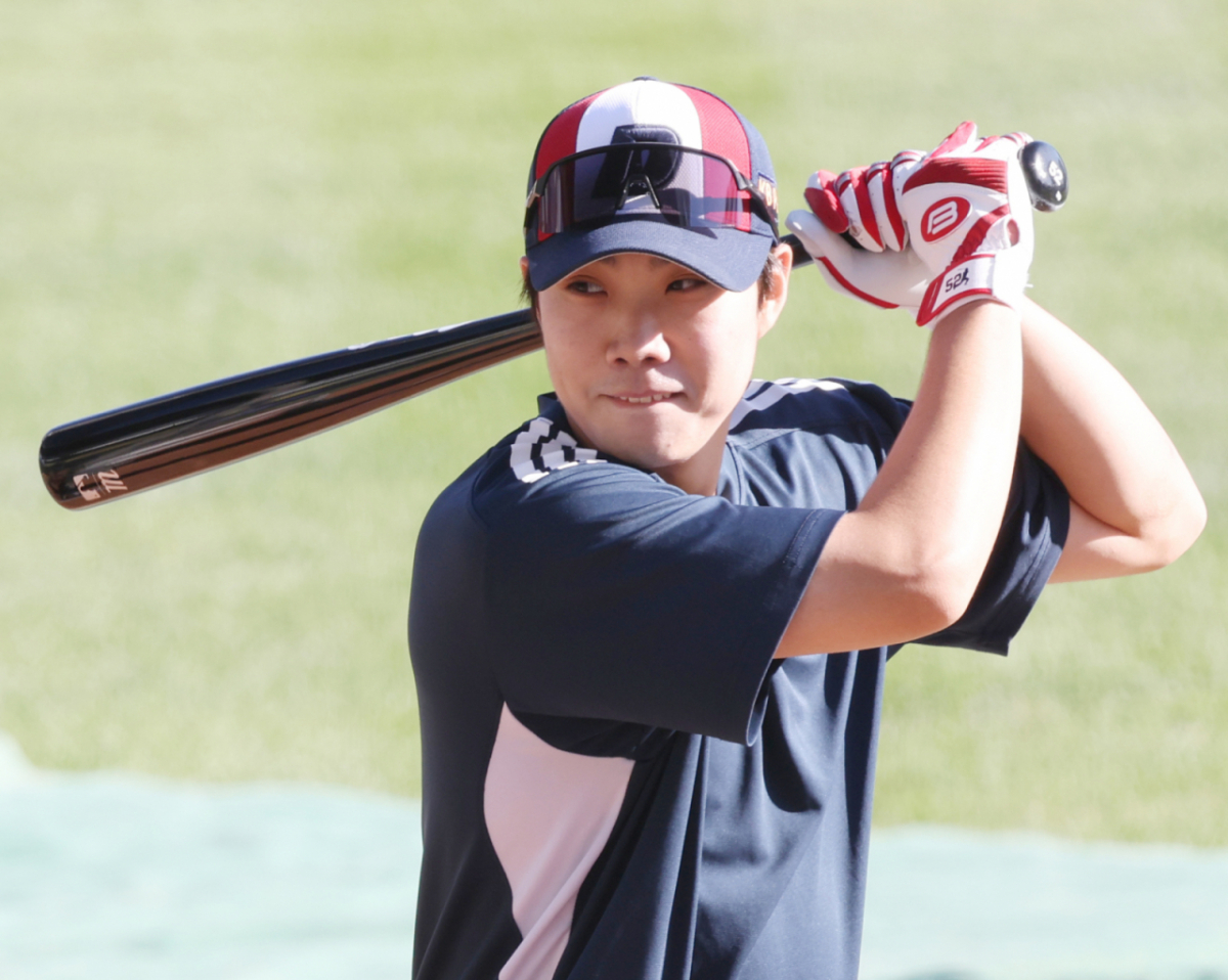 2026 신한 SOL KBO리그 두산 베어스 대 NC 다이노스 경기가 1일 서울 잠실야구장에서 열렸다. 두산 박준순이 타격 훈련을 하고 있다. /사진=김진경 kim.jinkyung@