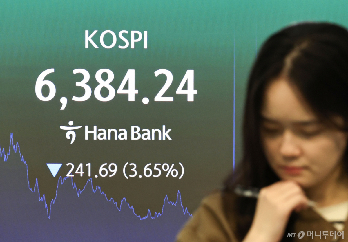 12일 오후 서울 중구 하나은행 딜링룸 전광판에 코스피지수 종가가 표시돼 있다. /사진=뉴스1