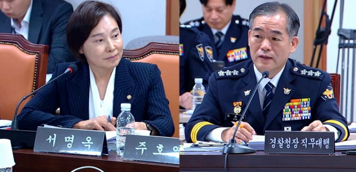 지난 12일 열린 국회 행정안전위원회 경찰청 국정감사 현장. /사진=행정안전위원회 국정감사 생중계 캡처