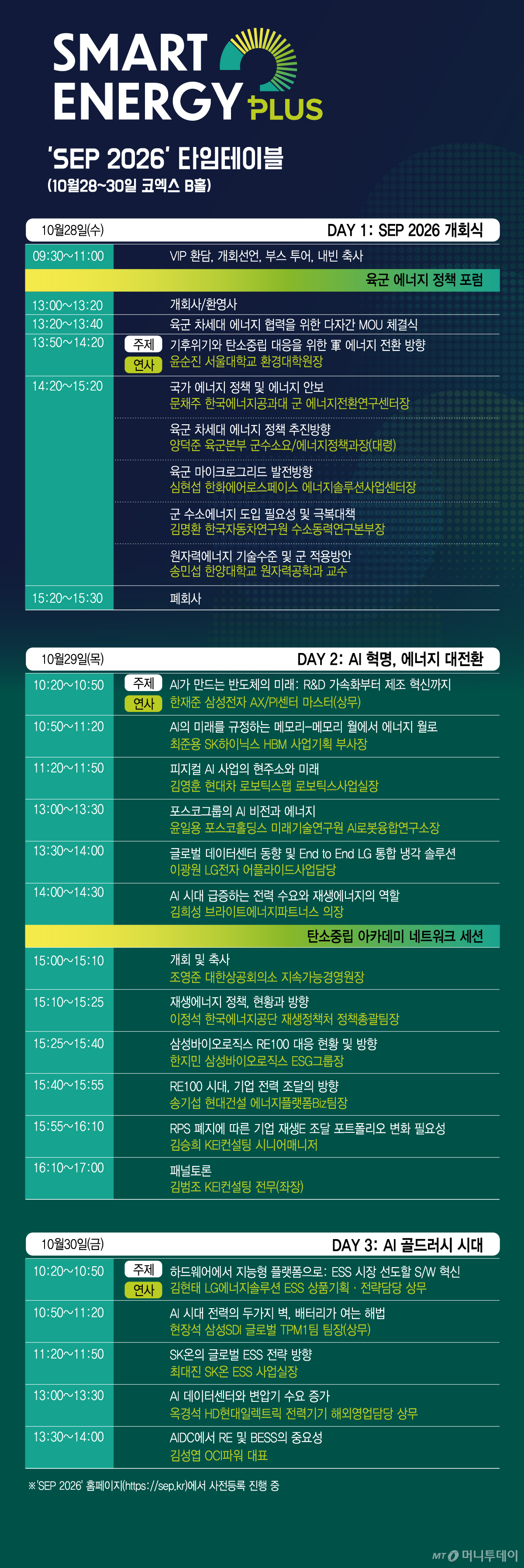 'SEP 2026' Timetable /Graphic by=Kim Hyun-jung