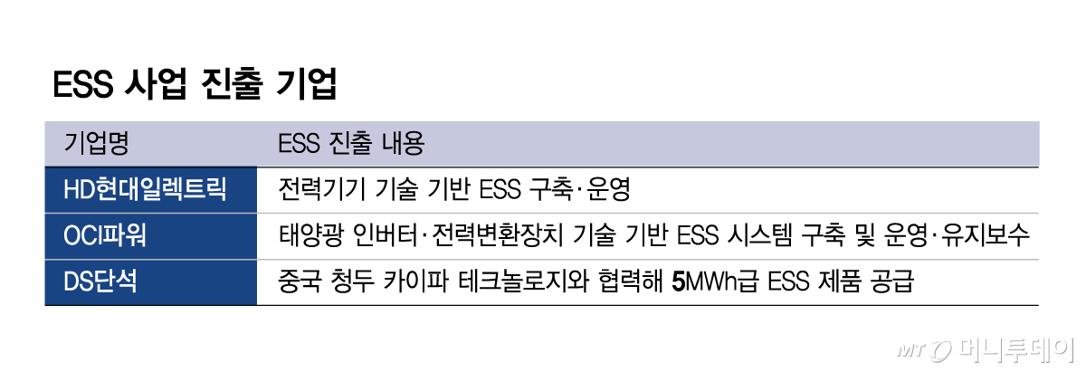 ESS 사업 진출 기업/그래픽=김현정