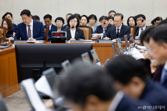 오유경 식품의약품안전처장이 13일 서울 여의도 국회에서 열린 보건복지위원회의 식품의약품안전처 등에 대한 국정감사에 출석해 의원 질의에 답하고 있다./사진=뉴스1