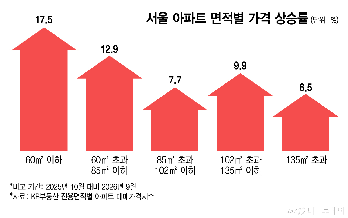 서울 아파트 면적별 가격 상승률/그래픽=김지영