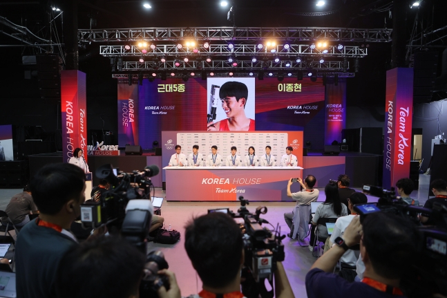 2026 아이치·나고야 하계아시아경기대회 기간 동안 운영된 코리아하우스에서 진행된 근대5종 기자회견. /사진=대한체육회 제공