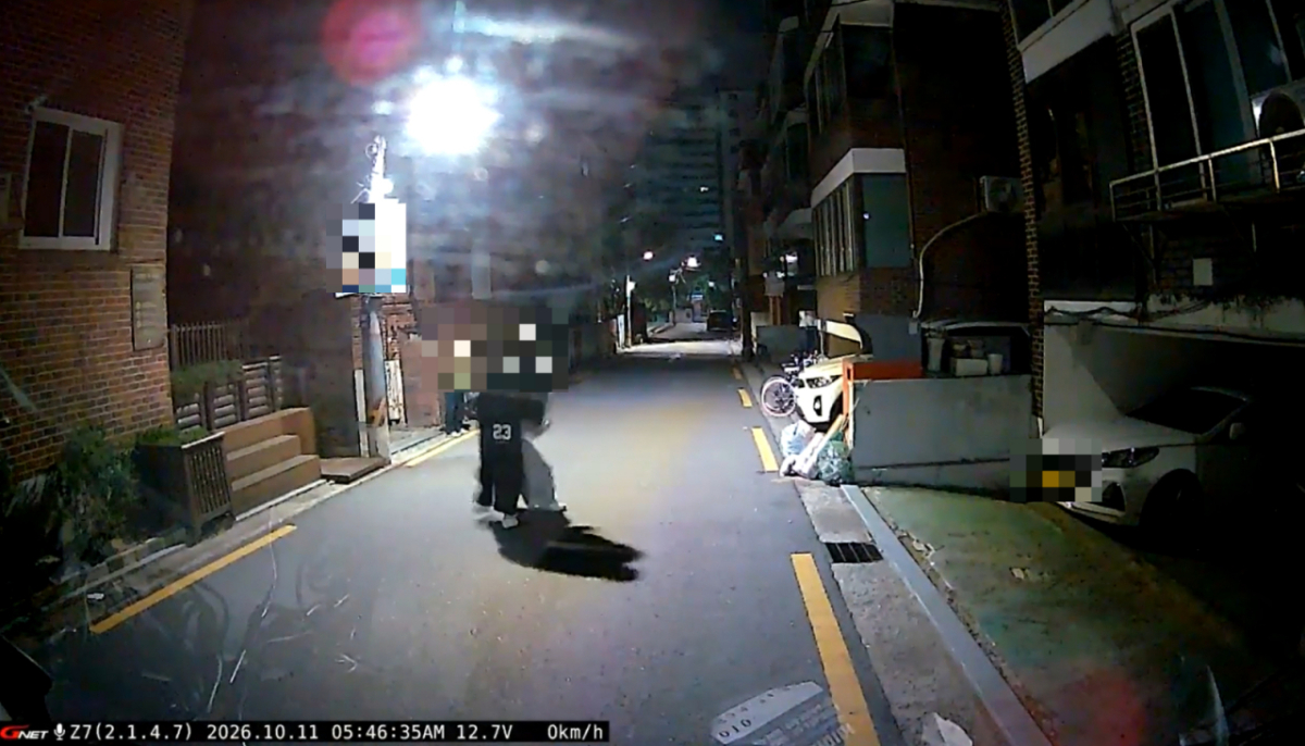 지난 11일 서울 문정동 한 주택가에서는 20대 남성이 자신의 장모를 살해하고 아내인 20대 여성을 납치하는 사건이 발생했다. 사진은 당시 피의자가 아내를 납치해가는 모습./사진=독자 제공.