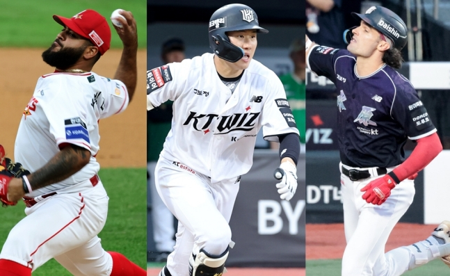 9~10월 MVP 후보에 오른 SSG 아빌라(왼쪽부터), KT 최원준과 힐리어드. /사진=스타뉴스