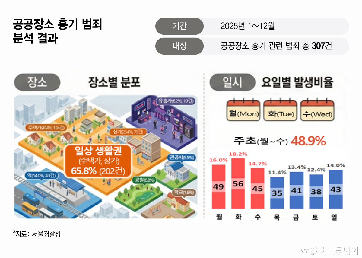 공공장소 흉기 범죄 분석 결과./그래픽=윤선정 디자이너.